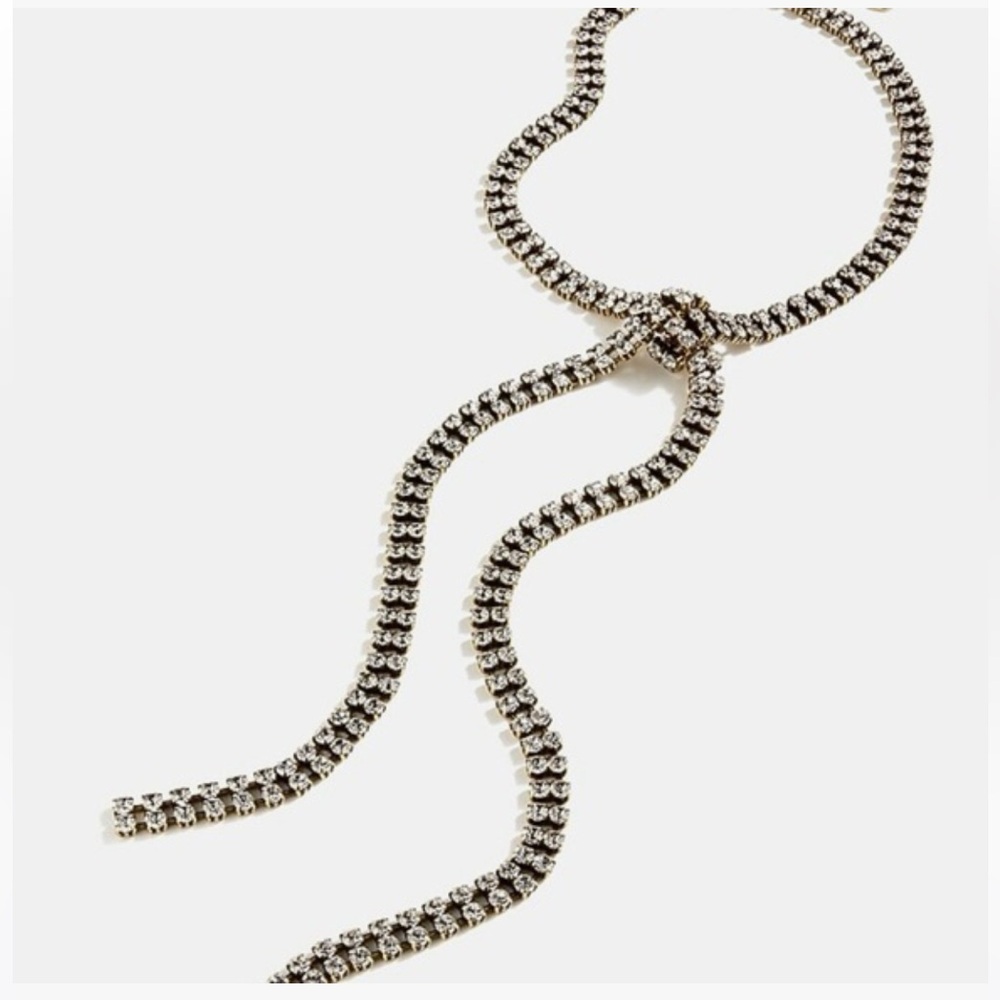 J Crew Faux Tie Crystal Drop Necklace EUC